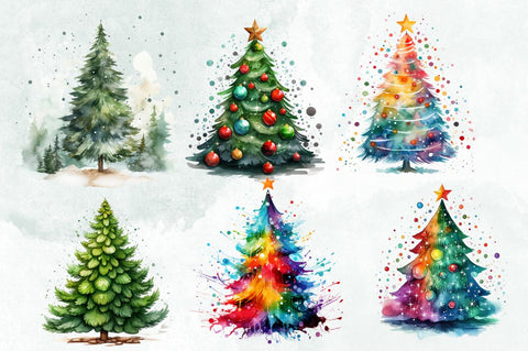 Watercolor Christmas Tree Clipart Sublimation Designangry 