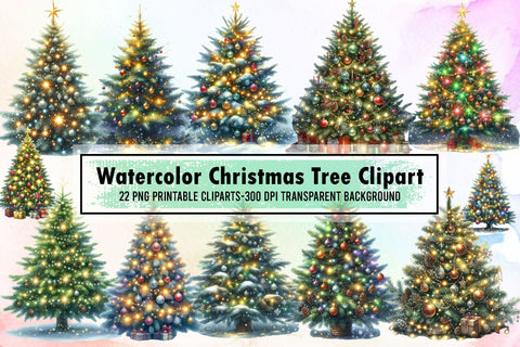 Watercolor Christmas Tree Clipart Sublimation designartist 