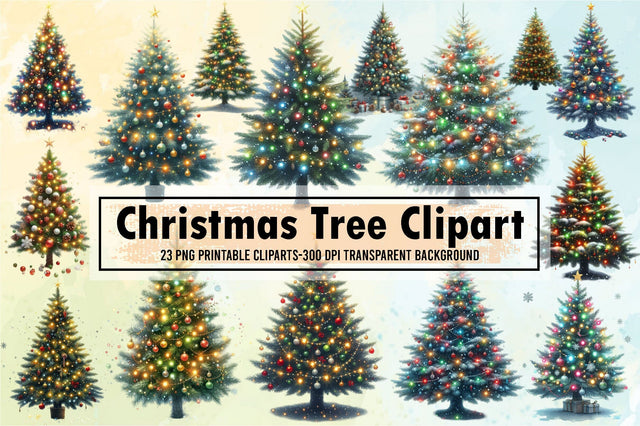 Watercolor Christmas Tree Clipart Sublimation designartist 