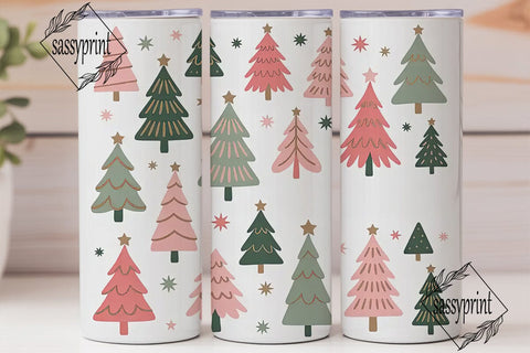 Watercolor Christmas Trees 20oz Tumbler Sublimation sassyprint 