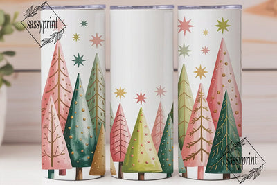 Watercolor Christmas Trees 20oz Tumbler Sublimation sassyprint 