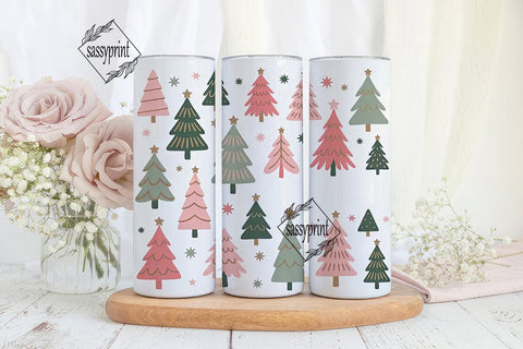 Watercolor Christmas Trees 20oz Tumbler Sublimation sassyprint 