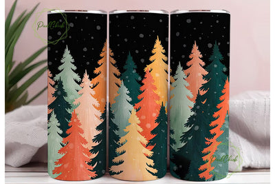 Watercolor Christmas Trees Tumbler Wrap Sublimation PixelChick 