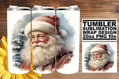 Watercolor Christmas Tumbler Wrap - Retro Holiday 20oz PNG Sublimation afrosvg 