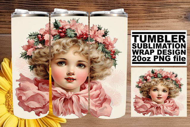 Watercolor Christmas Tumbler Wrap - Retro Holiday 20oz PNG Sublimation afrosvg 