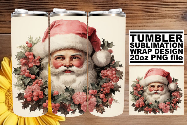 Watercolor Christmas Tumbler Wrap - Retro Holiday Sublimation Sublimation afrosvg 