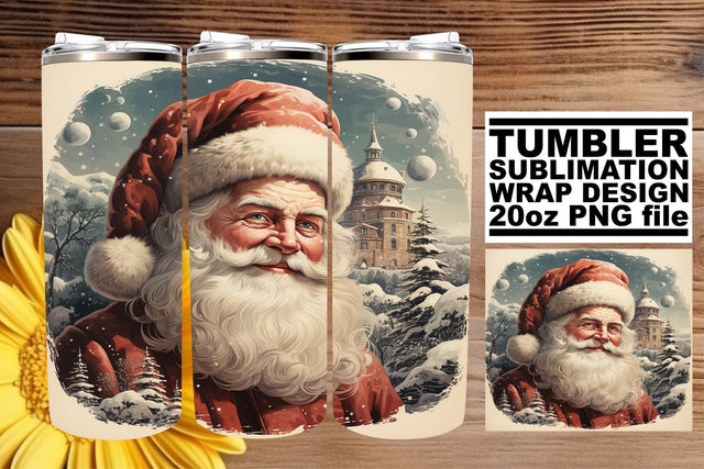 Watercolor Christmas Wrap for Tumblers - Retro 20oz Design Sublimation afrosvg 