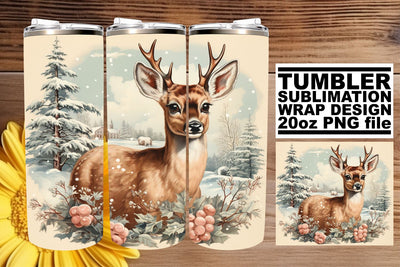 Watercolor Christmas Wrap - Retro Tumbler Sublimation 20oz PNG Sublimation afrosvg 