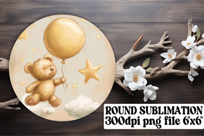 Watercolor Circle Charms Featuring Bear Sublimation afrosvg 