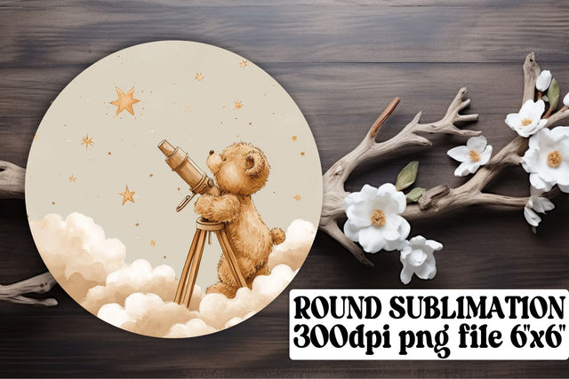 Watercolor Circle Charms Featuring Bear Sublimation afrosvg 