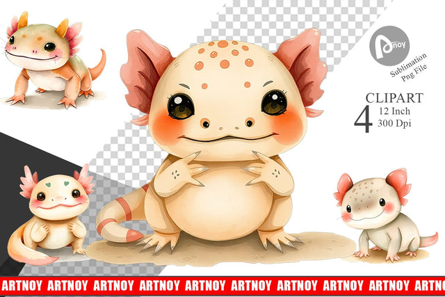 Watercolor Clipart Axolotl Wildlife Sublimation artnoy 