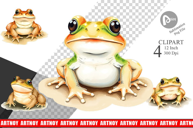 Watercolor Clipart Frog Wildlife Sublimation artnoy 