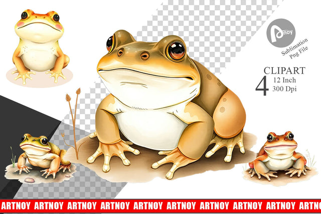 Watercolor Clipart Frog Wildlife Sublimation artnoy 
