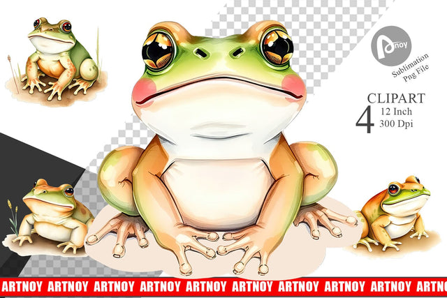 Watercolor Clipart Frog Wildlife Sublimation artnoy 