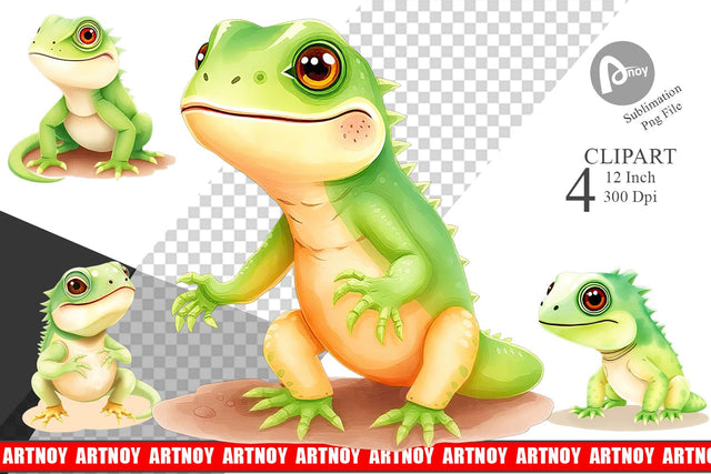 Watercolor Clipart Iguana Wildlife Sublimation artnoy 