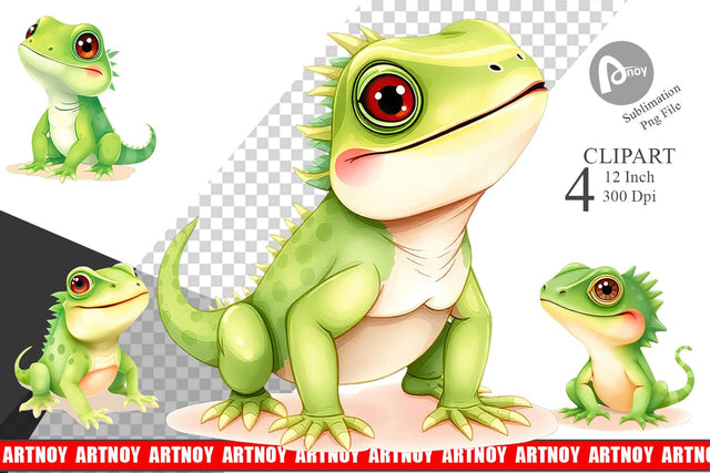 Watercolor Clipart Iguana Wildlife Sublimation artnoy 