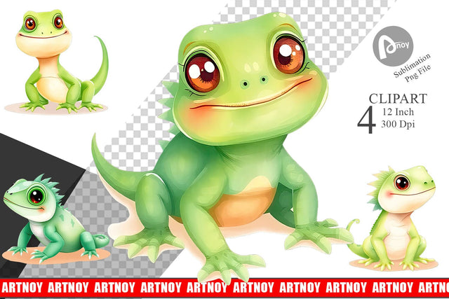 Watercolor Clipart Iguana Wildlife Sublimation artnoy 