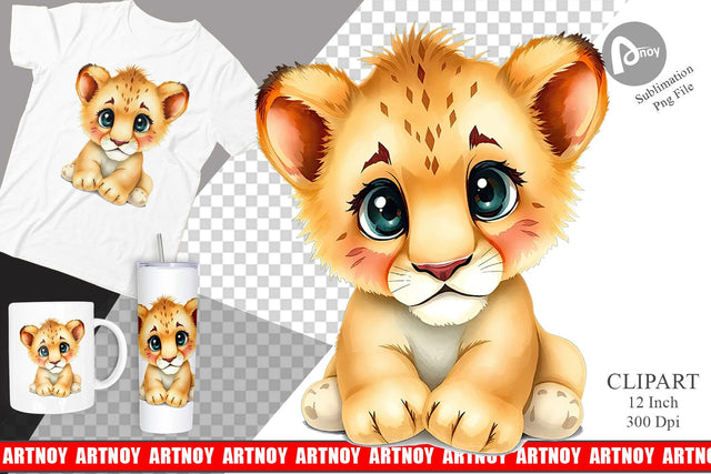 Watercolor Clipart Lion Wildlife Sublimation artnoy 