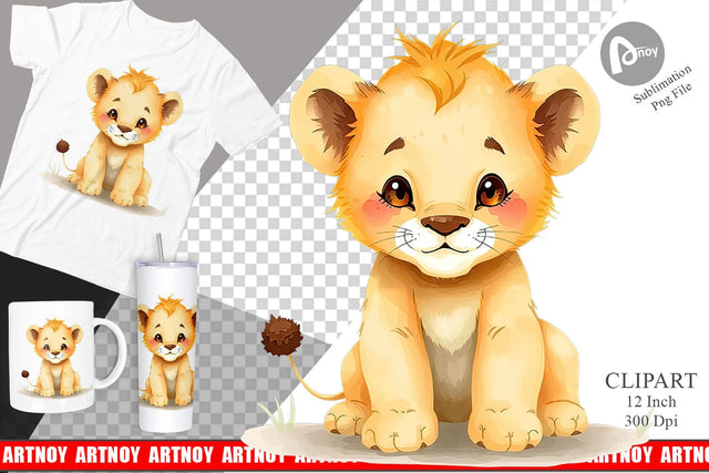 Watercolor Clipart Lion Wildlife Sublimation artnoy 