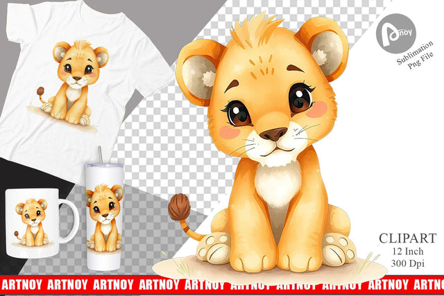Watercolor Clipart Lion Wildlife Sublimation artnoy 