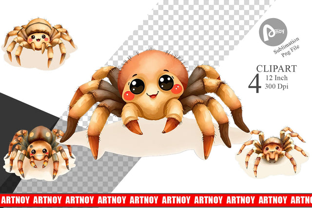 Watercolor Clipart Tarantula Wildlife Sublimation artnoy 