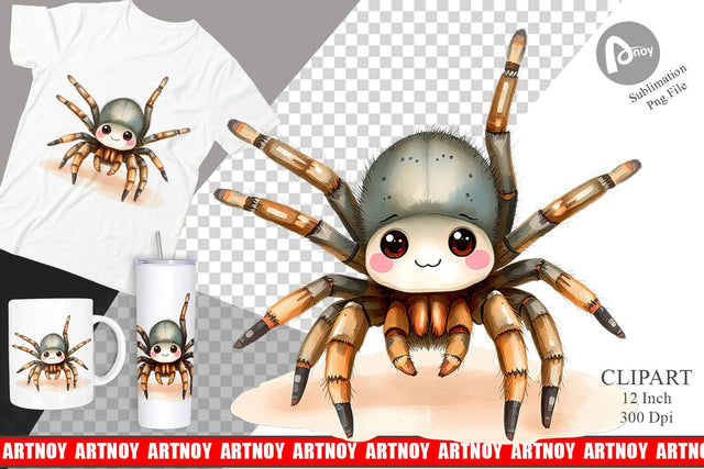 Watercolor Clipart Tarantula Wildlife Sublimation artnoy 
