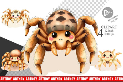 Watercolor Clipart Tarantula Wildlife Sublimation artnoy 