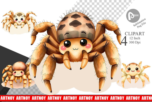 Watercolor Clipart Tarantula Wildlife Sublimation artnoy 