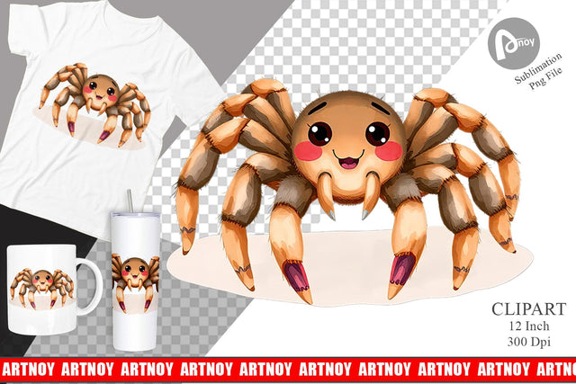 Watercolor Clipart Tarantula Wildlife Sublimation artnoy 