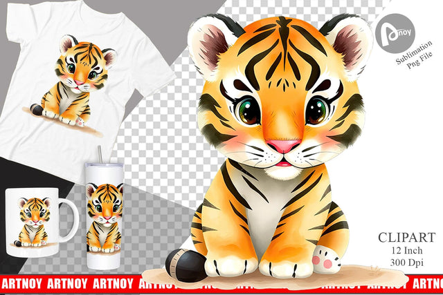 Watercolor Clipart Tiger Wildlife Sublimation artnoy 