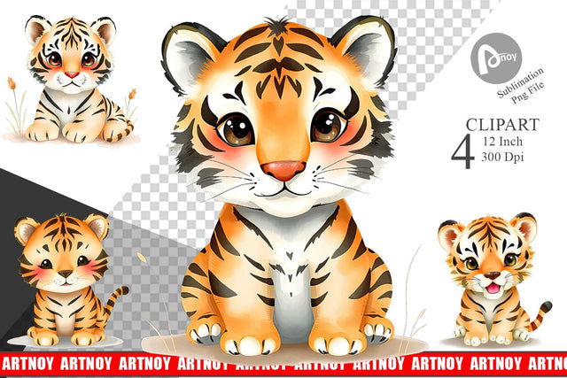 Watercolor Clipart Tiger Wildlife Sublimation artnoy 