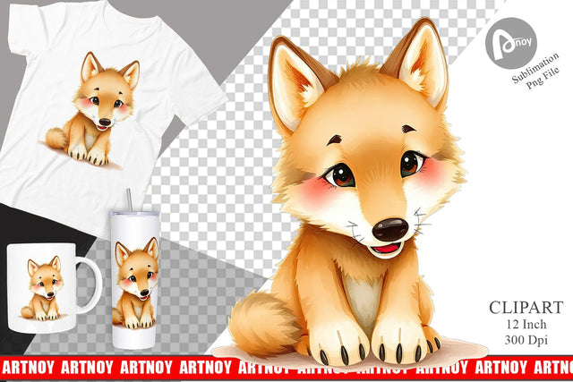 Watercolor Clipart Wolf Wildlife Sublimation artnoy 