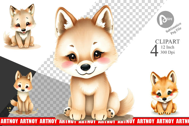 Watercolor Clipart Wolf Wildlife Sublimation artnoy 