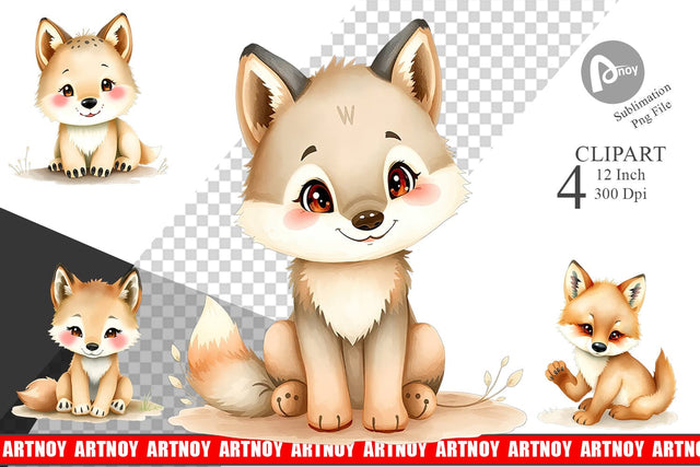 Watercolor Clipart Wolf Wildlife Sublimation artnoy 