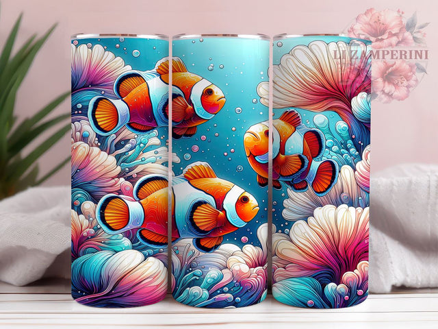 Watercolor Clownfish Tumbler, Coral Reef Design, 20oz Tumbler, Sublimation PNG, Sea Life Drinkware, Ocean Theme Tumbler, Tropical Fish Design, Marine Life Gift Sublimation Li Zamperini 