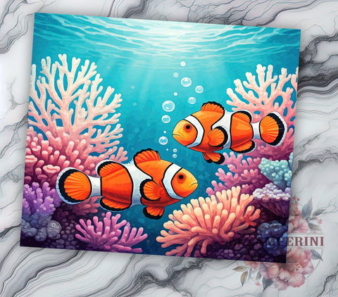Watercolor Clownfish Tumbler, Coral Reef Design, 20oz Tumbler, Sublimation PNG, Sea Life Drinkware, Ocean Theme Tumbler, Tropical Fish Design, Marine Life Gift Sublimation Li Zamperini 