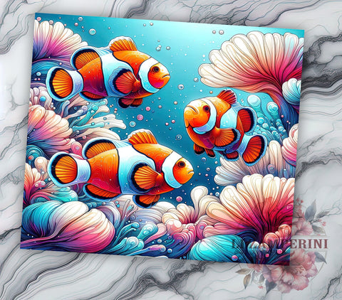 Watercolor Clownfish Tumbler, Coral Reef Design, 20oz Tumbler, Sublimation PNG, Sea Life Drinkware, Ocean Theme Tumbler, Tropical Fish Design, Marine Life Gift Sublimation Li Zamperini 