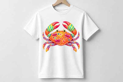 Watercolor Coastal Crab PNG Colorful Sea Life Sublimation Design SVG BillahCrafts 
