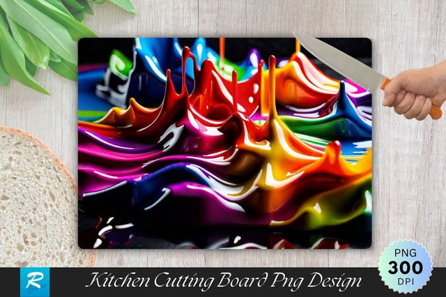 Watercolor Colorful Cutting Board PNG Sublimation Regulrcrative 