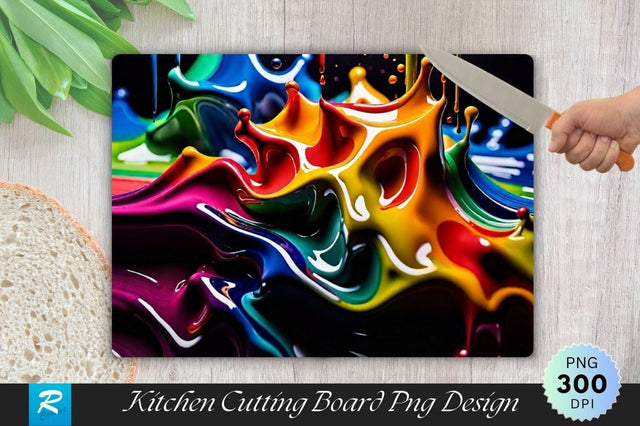 Watercolor Colorful Cutting Board PNG Sublimation Regulrcrative 