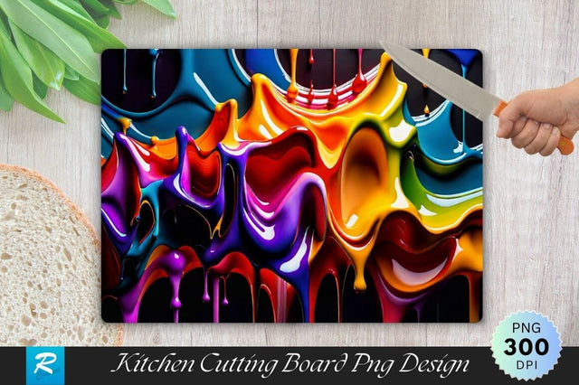 Watercolor Colorful Cutting Board PNG Sublimation Regulrcrative 