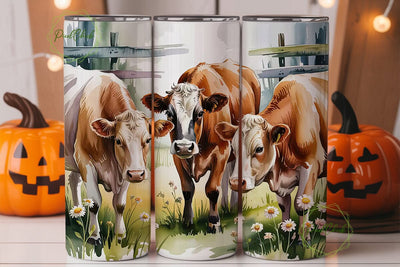 Watercolor Cows 20oz Tumbler Wrap Sublimation PixelChick 