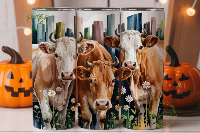 Watercolor Cows 20oz Tumbler Wrap Sublimation PixelChick 