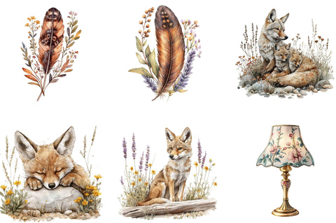 Watercolor coyote Clipart Sublimation SVGista 