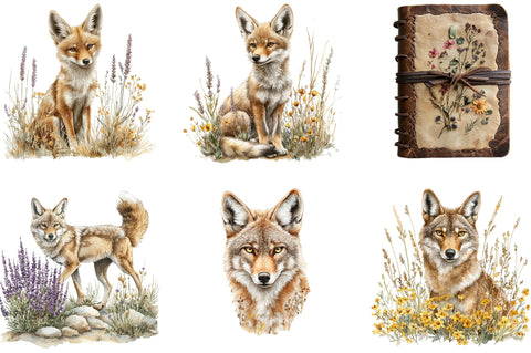 Watercolor coyote Clipart Sublimation SVGista 