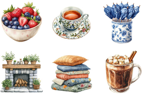 Watercolor cozy rainy day Clipart SVG SVGista 