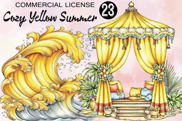 Watercolor Cozy Yellow Summer Clipart Sublimation SVGArt 