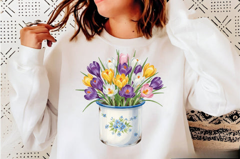 Watercolor Crocuses Clipart Bundle. SVG SVGArt 