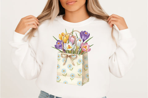 Watercolor Crocuses Clipart Bundle. SVG SVGArt 