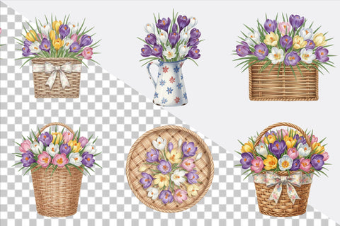 Watercolor Crocuses Clipart Bundle. SVG SVGArt 
